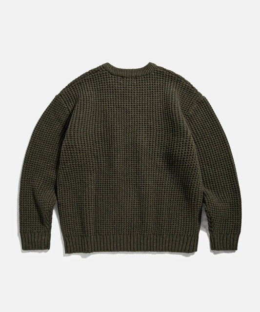 Espionage Heavyweight Waffle Knit Sweater - Olive