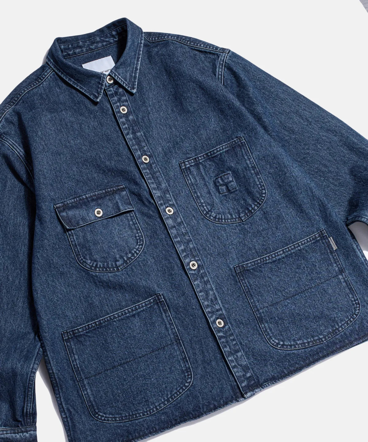 Espionage Denim Coverall Shirt Jacket - Mid Indigo