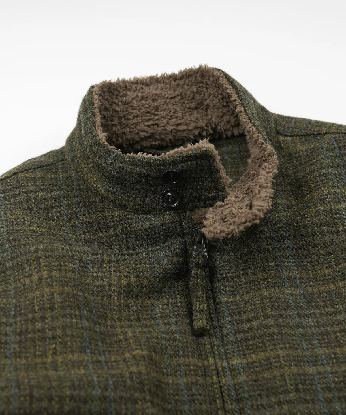 FrizmWorks Fluffy Wool Harrington Jacket - Seaweed