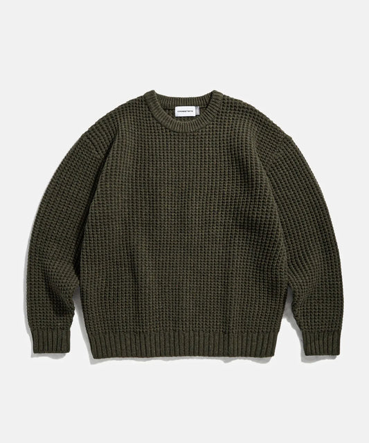 Espionage Heavyweight Waffle Knit Sweater - Olive