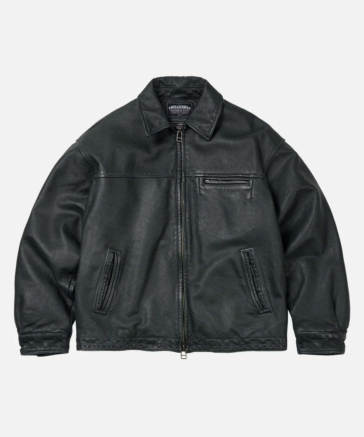 FrizmWorks Destroyed Cow Leather Jacket - Olive