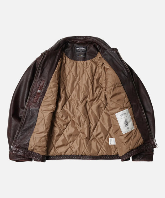 FrizmWorks Destroyed Cow Leather Jacket - Brown