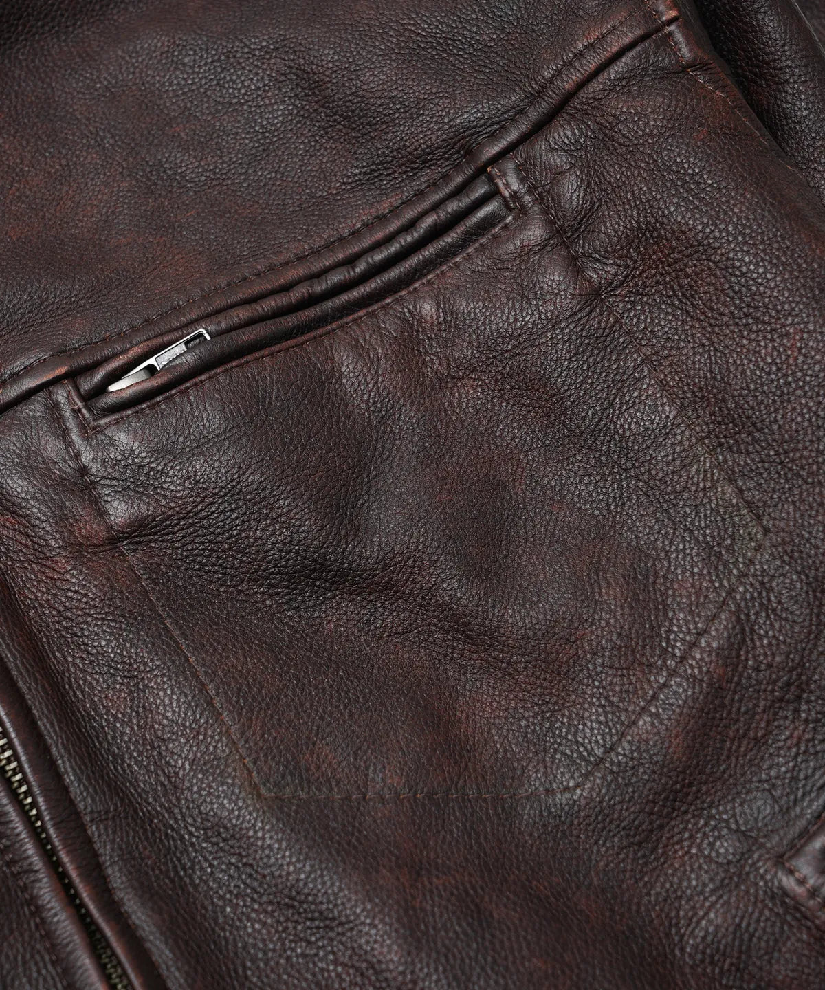 FrizmWorks Destroyed Cow Leather Jacket - Brown