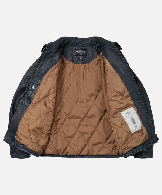 FrizmWorks Destroyed Cow Leather Jacket - Navy