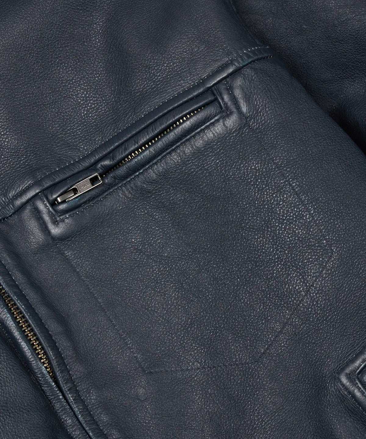 FrizmWorks Destroyed Cow Leather Jacket - Navy