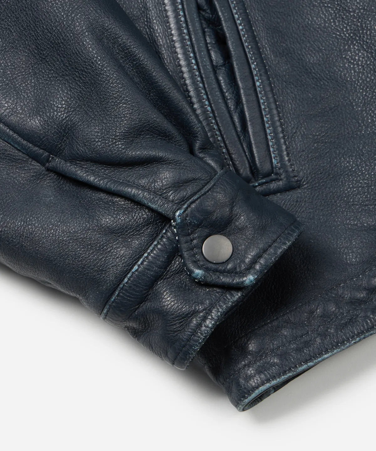 FrizmWorks Destroyed Cow Leather Jacket - Navy