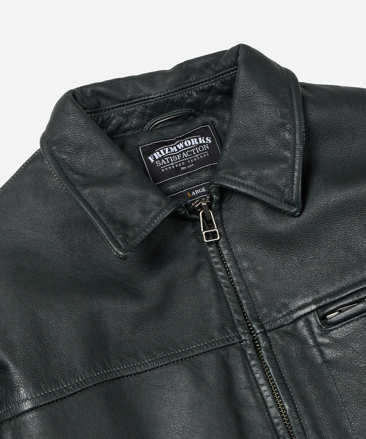FrizmWorks Destroyed Cow Leather Jacket - Olive