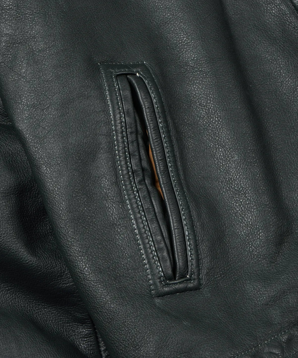 FrizmWorks Destroyed Cow Leather Jacket - Olive