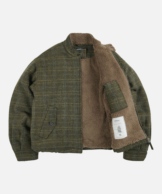 FrizmWorks Fluffy Wool Harrington Jacket - Seaweed